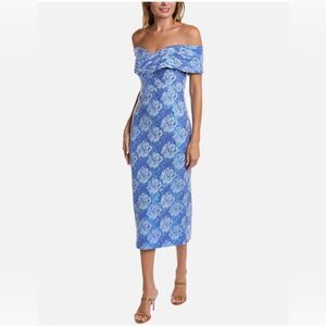 THEIA Emmerson Floral Off The Shoulder Maxi Dress size 6